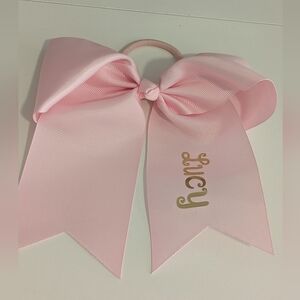 Lucy Light Pink Cheer Bow Hair Elastic New!